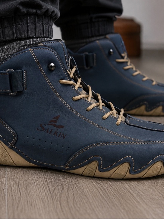 Salkin Other - Salkin Men’s Blue Casual High Top Sneaker EU 45 US 11-11.5 Lace Up Walking Shoes